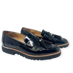 Franco Sarto Loafers Patent Leather Tassel Black Size 10